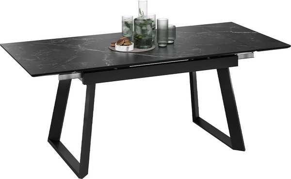 Изображение товара Обеденный стол ТриЯ Стоун Тип 1 (черный муар/керамика матовая черный мрамор)