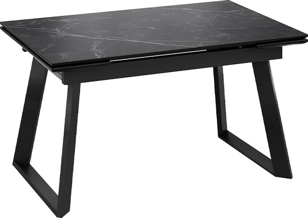 Изображение товара Обеденный стол ТриЯ Стоун Тип 1 (черный муар/керамика матовая черный мрамор)