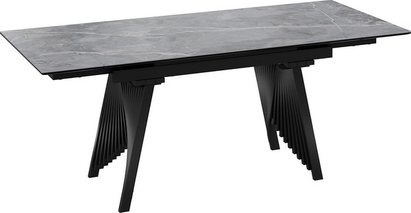 Изображение товара Обеденный стол ТриЯ Шелдон Тип 1  (черный муар/керамика матовая серый мрамор)
