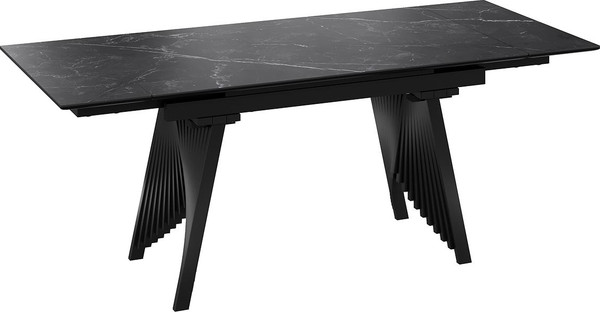 Изображение товара Обеденный стол ТриЯ Шелдон Тип 1 (черный муар/керамика матовая черный мрамор)