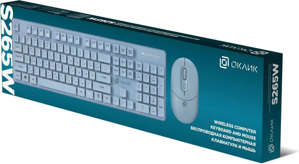 Изображение товара Комплект клавиатура и мышь Оклик S265W (голубой)