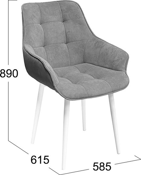 Изображение товара Стул ТриЯ Шато конус Т2 (белый муар/велюр серый)