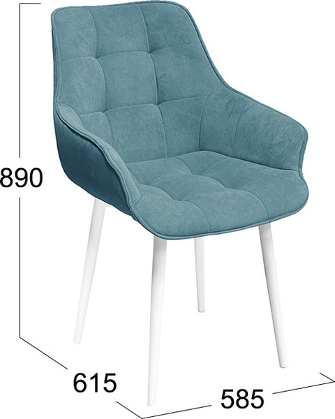 Изображение товара Стул ТриЯ Шато конус Т2 (белый муар/велюр бирюзовый)