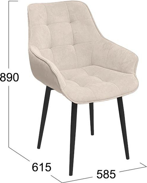 Изображение товара Стул ТриЯ Шато конус Т2 (черный муар/велюр бежевый)