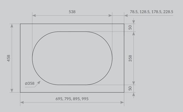 Изображение товара Столешница для тумбы в ванную ЗОВ HPL 38 / CHPL38T695458C1BC (туя)