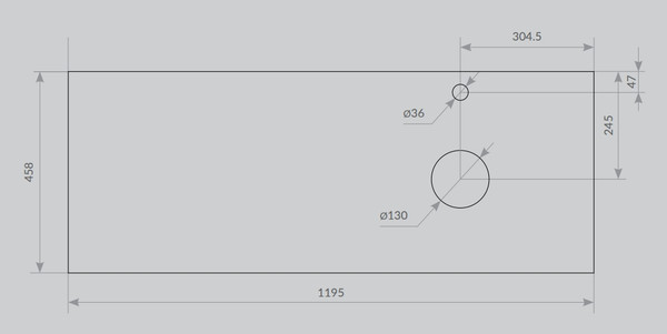 Изображение товара Столешница для тумбы в ванную ЗОВ HPL 38 / CHPL38T1195458C2R (туя)