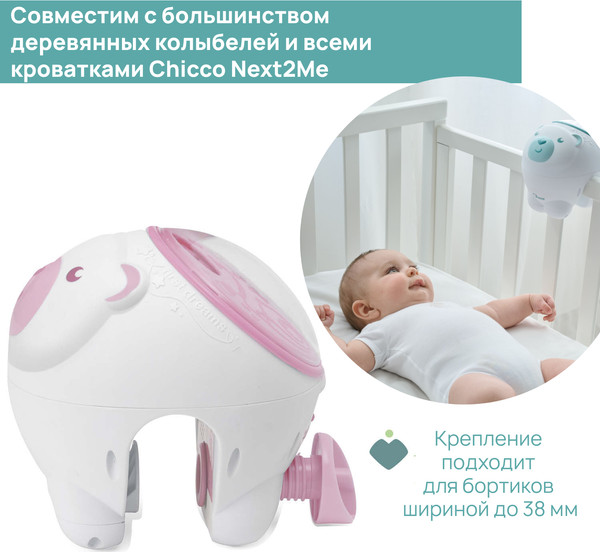 Изображение товара Ночник Chicco Полярный мишка Проектор / 00011558100000 (розовый)