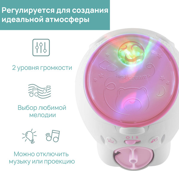 Изображение товара Ночник Chicco Полярный мишка Проектор / 00011558100000 (розовый)