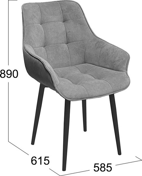 Изображение товара Стул ТриЯ Шато конус Т2 (черный муар/велюр серый)