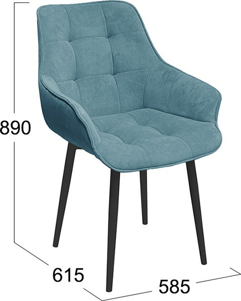 Изображение товара Стул ТриЯ Шато конус Т2 (черный муар/велюр бирюзовый)
