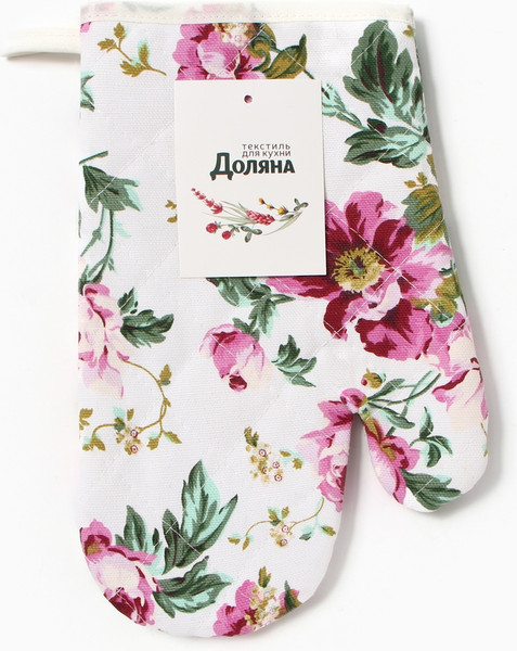 Изображение товара Рукавица-прихватка Доляна Цветы / 10513454 (розовый)