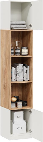 Изображение товара Шкаф ТриЯ Стелла Комбинированный Исп.2  (белый холст/белый жемчуг/яблоня беллуно)