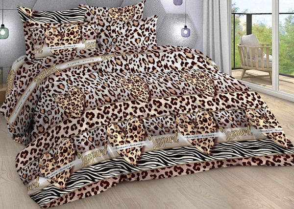 Изображение товара Комплект постельного белья Milanika Леопард 1.5сп (бязь)
