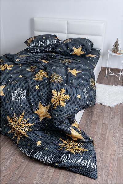 Изображение товара Комплект постельного белья Milanika Рождественская звезда 1.5сп (поплин)