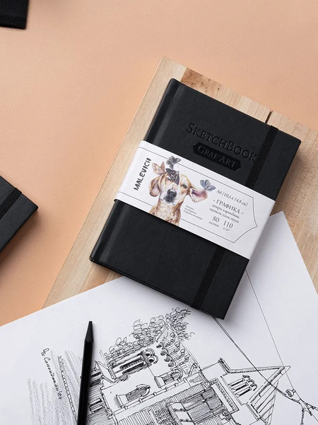 Изображение товара Скетчбук Малевичъ GrafArt Sketch / 401264 (80л, черный)