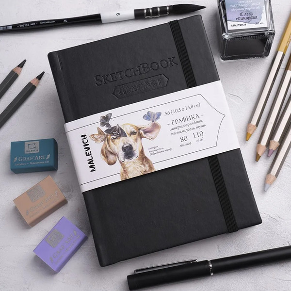 Изображение товара Скетчбук Малевичъ GrafArt Sketch / 401264 (80л, черный)