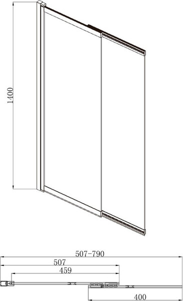 Изображение товара Стеклянная шторка для ванны Adema 80x140 NFA-612 (прозрачное стекло)