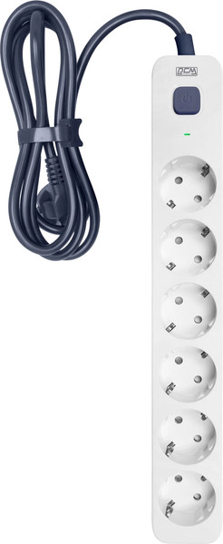 Изображение товара Сетевой фильтр Powercom SP-06W (5м, 6 розеток, белый/серый)