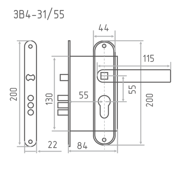 Изображение товара Замок врезной Нора-М 78911/78928 ЗВ 4-31/56 / 12845