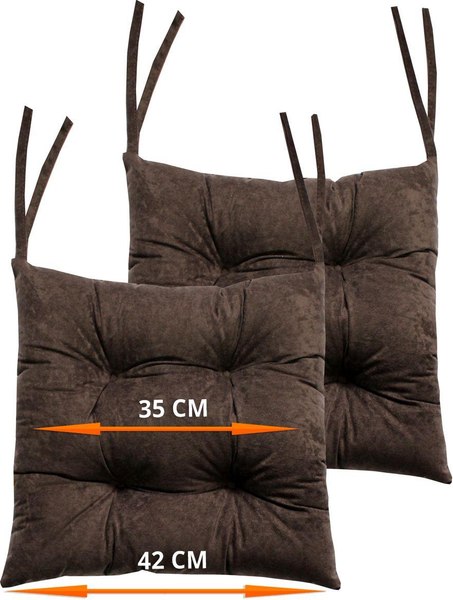 Изображение товара Комплект подушек на стул MATEX Velours / 47-308 (темно-коричневый, 2шт)
