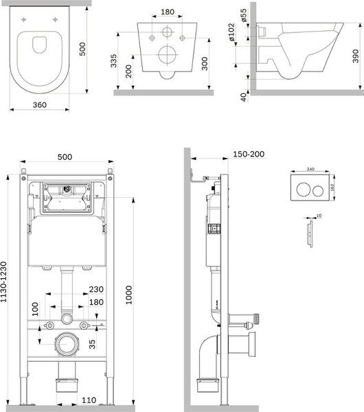 Изображение товара Унитаз подвесной с инсталляцией AM.PM Prime Fit / IS90151.741701 (глянцевый хром, с кнопкой смыва)