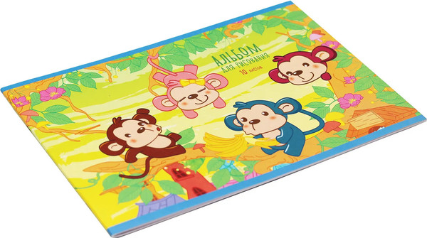 Изображение товара Альбом для рисования Listoff Разноцветные обезьянки / А102302