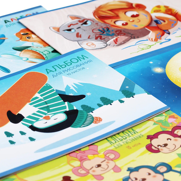 Изображение товара Альбом для рисования Listoff Разноцветные обезьянки / А102302