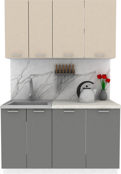 Изображение товара Кухонный гарнитур Eligard Lion 1.4 без столешницы (персидский жемчуг/дымчатый алмаз)