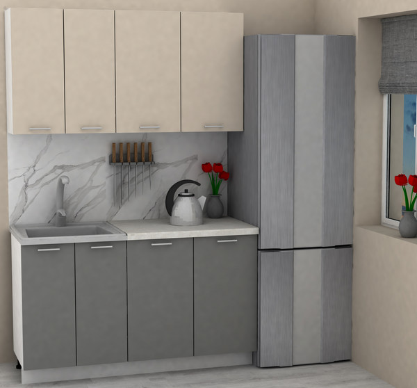 Изображение товара Кухонный гарнитур Eligard Lion 1.4 без столешницы (персидский жемчуг/дымчатый алмаз)