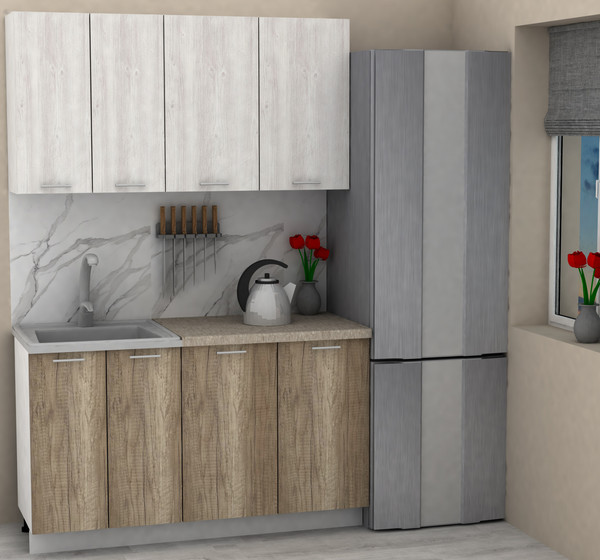 Изображение товара Кухонный гарнитур Eligard Lion 1.4 без столешницы (сосна каньон/дуб каньон)