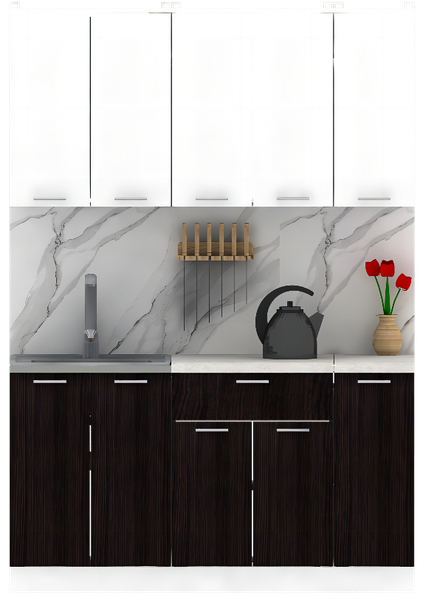 Изображение товара Кухонный гарнитур Eligard Lion 1.5 без столешницы (белый/дуб марбург)