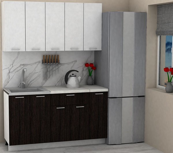 Изображение товара Кухонный гарнитур Eligard Lion 1.5 без столешницы (белый/дуб марбург)