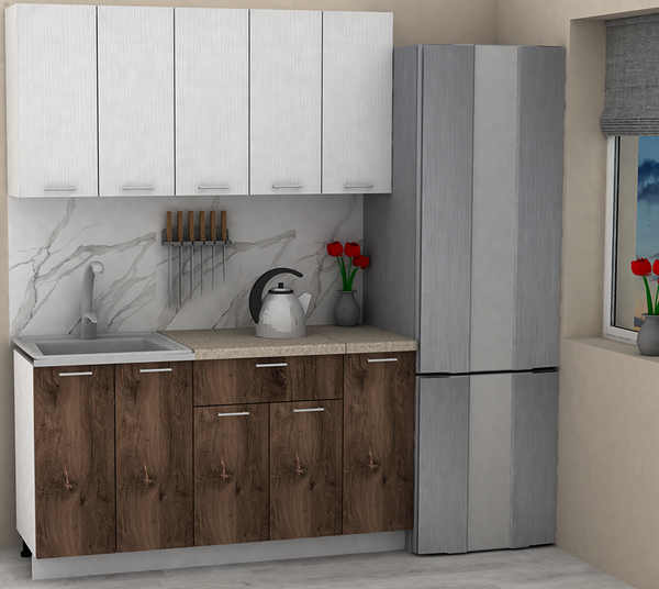 Изображение товара Кухонный гарнитур Eligard Lion 1.5 без столешницы (белый/дуб нокс)