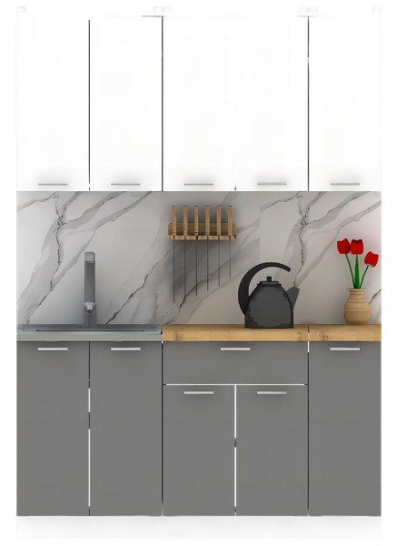 Изображение товара Кухонный гарнитур Eligard Lion 1.5 без столешницы (белый/дымчатый алмаз)