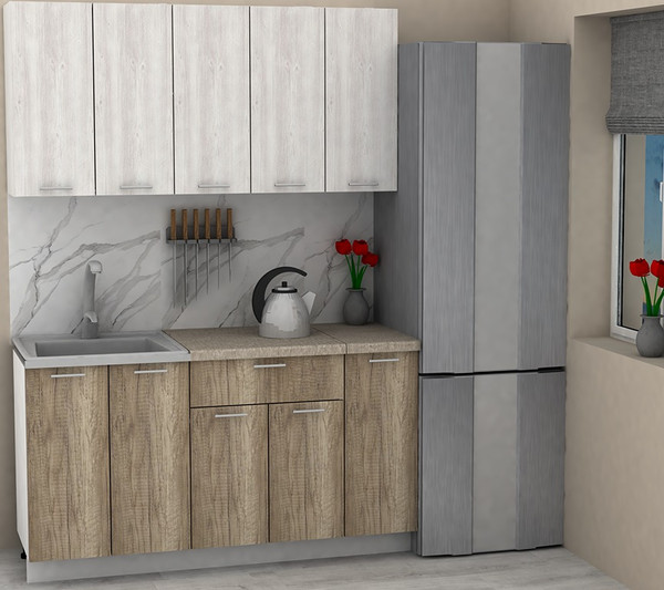 Изображение товара Кухонный гарнитур Eligard Lion 1.5 без столешницы (сосна каньон/дуб каньон)