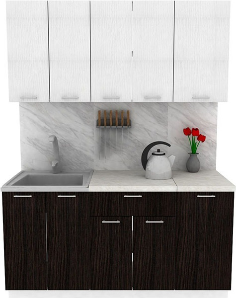 Изображение товара Кухонный гарнитур Eligard Lion 1 1.6 без столешницы (белый/дуб марбург)