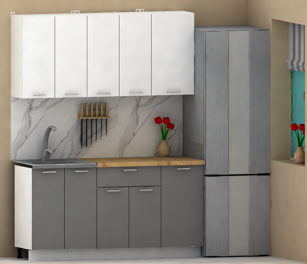 Изображение товара Кухонный гарнитур Eligard Lion 1 1.6 без столешницы (белый/дымчатый алмаз)