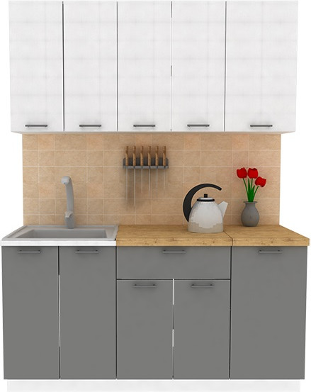 Изображение товара Кухонный гарнитур Eligard Lion 1 1.6 без столешницы (белый/дымчатый алмаз)