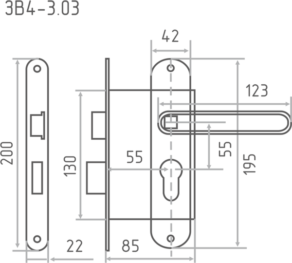 Изображение товара Замок врезной Зенит ЗВ4-3.03 / 12834 (медь)