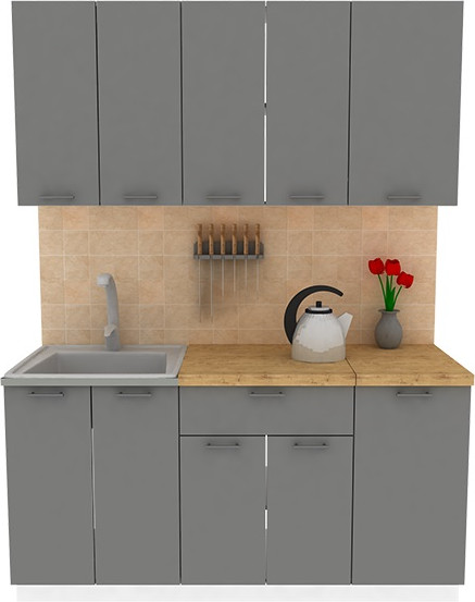 Изображение товара Кухонный гарнитур Eligard Lion 1 1.6 без столешницы (дымчатый алмаз)