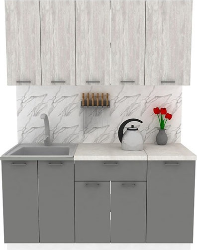 Изображение товара Кухонный гарнитур Eligard Lion 1 1.6 без столешницы (ледяное дерево/дымчатый алмаз)