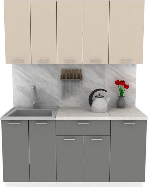 Изображение товара Кухонный гарнитур Eligard Lion 1 1.6 без столешницы (персидский жемчуг/дымчатый алмаз)