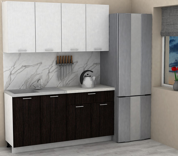 Изображение товара Кухонный гарнитур Eligard Lion 2 1.6 без столешницы (белый/дуб марбург)