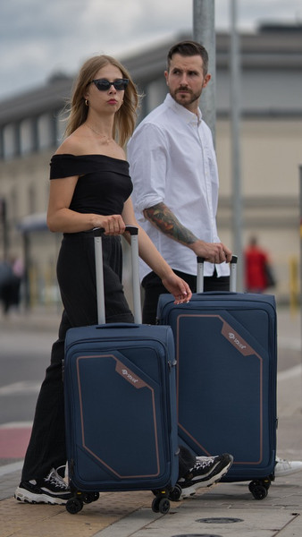 Изображение товара Чемодан на колесах Solier STL2240 (XL, синий/коричневый)