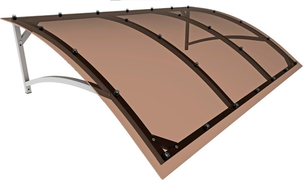Изображение товара Козырек ИМпласт Скат Цинк 1800х950 Тонированный / 15072 (с сотовым поликарбонатом 6мм, бронза)