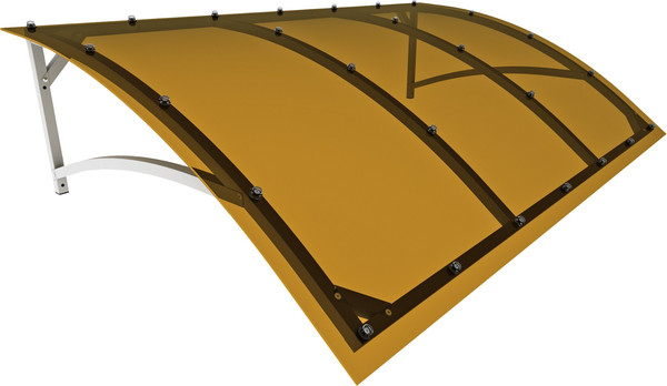 Изображение товара Козырек ИМпласт Скат Цинк 1800х950 Янтарь / 15090 (с сотовым поликарбонатом 6мм)