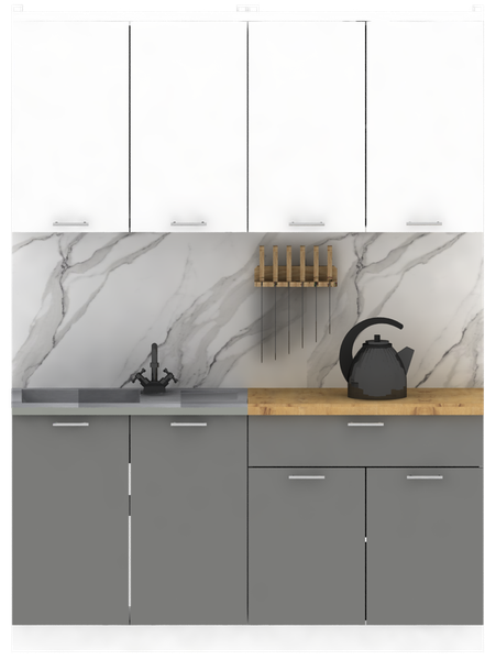 Изображение товара Кухонный гарнитур Eligard Lion 2 1.6 без столешницы (белый/дымчатый алмаз)