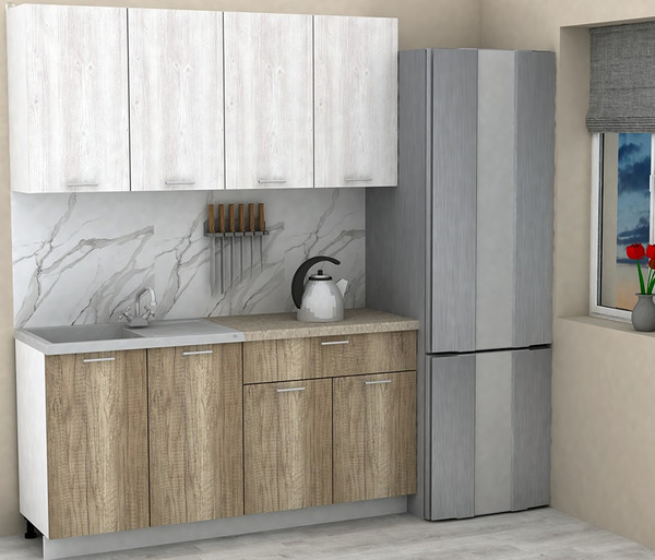 Изображение товара Кухонный гарнитур Eligard Lion 2 1.6 без столешницы (сосна каньон/дуб каньон)