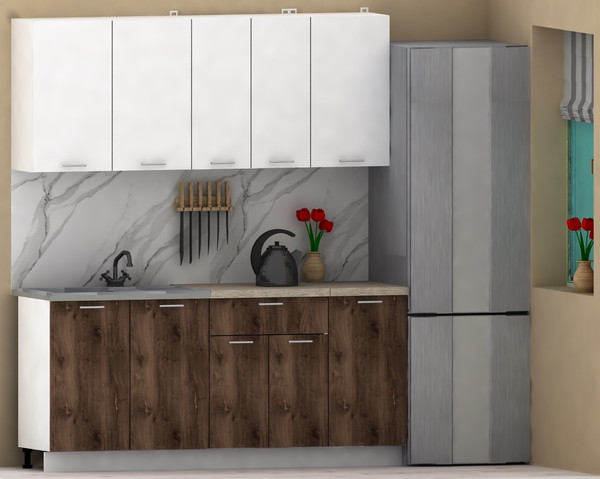 Изображение товара Кухонный гарнитур Eligard Lion 1.8 без столешницы (белый/дуб нокс)