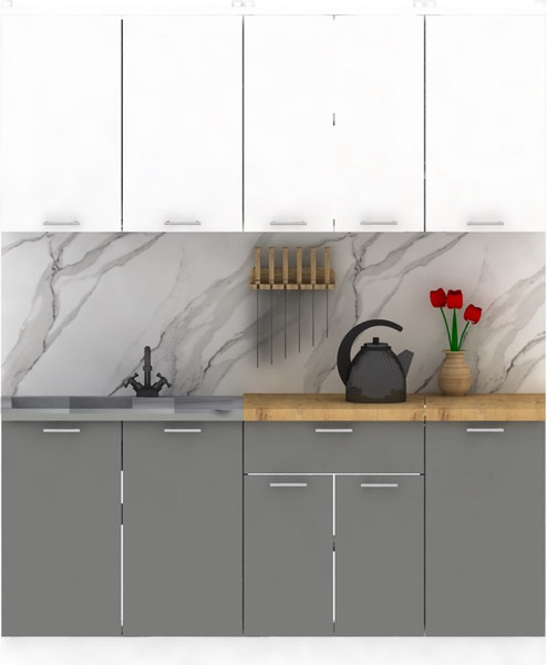 Изображение товара Кухонный гарнитур Eligard Lion 1.8 без столешницы (белый/дымчатый алмаз)